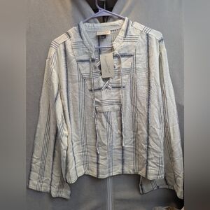 NWT Universal Thread Blue and White Striped Blouse